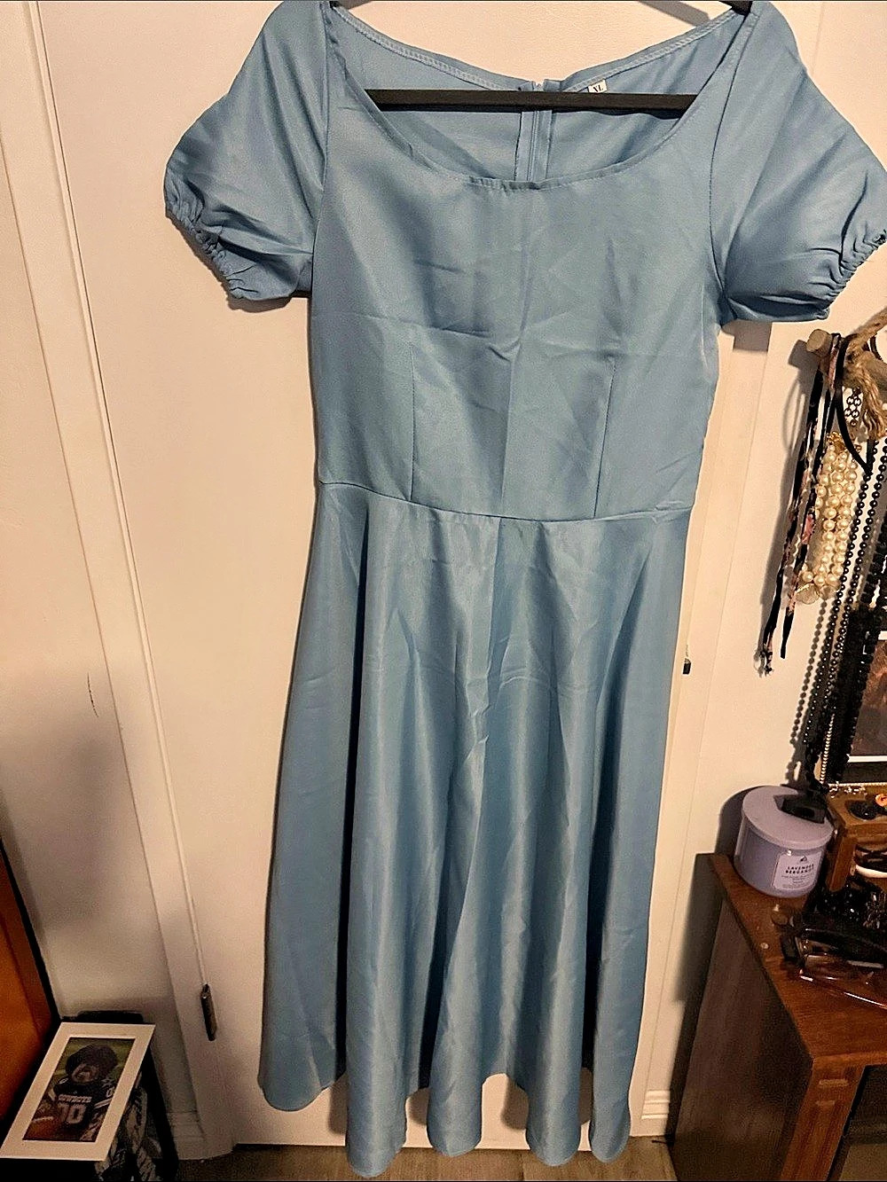 Sister Wives Costume Blue Puff Sleeve Midi Dress